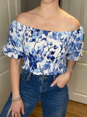 H&M Floral Off The Shoulder Top